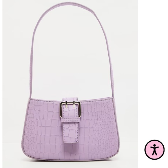 PrettyLittleThing Lilac Croc Buckle Front Shoulder Bag | Purple Purse - Picture 15 of 15